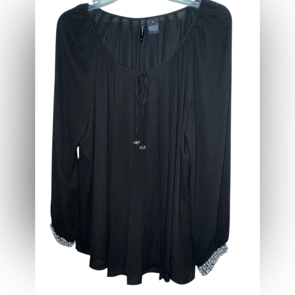 New Directions Formal Blouse With Embellished Cuffs, Size XL